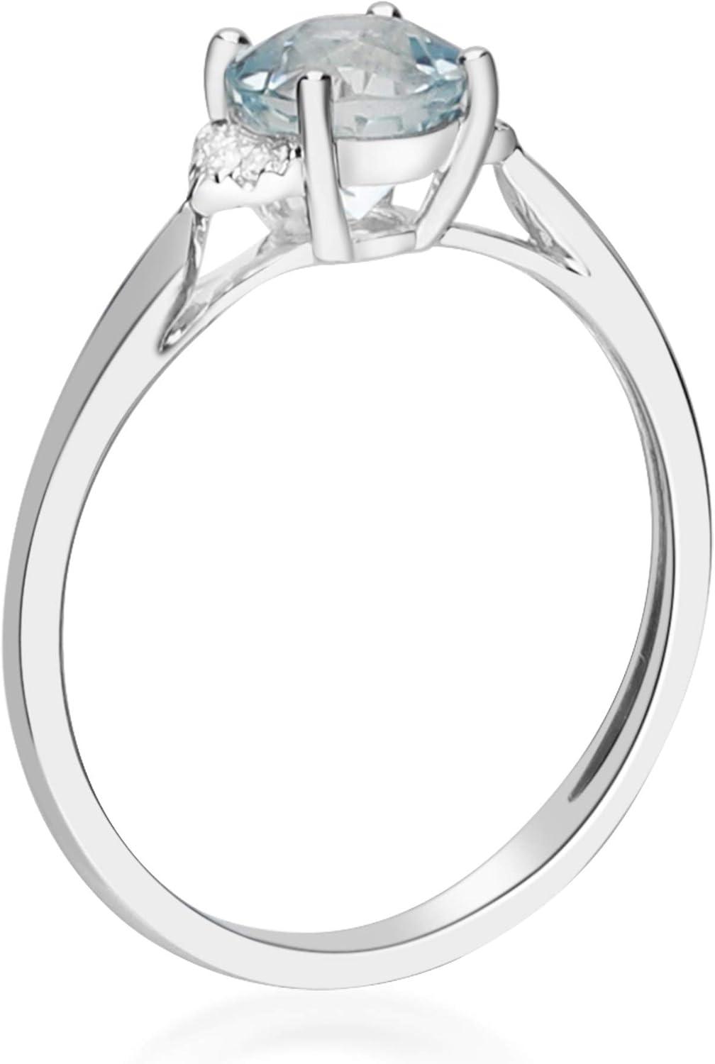 imageGin ampamp Grace 14K White Gold Genuine Aquamarine Ring with Diamonds for Women Holiday Gifts  Ethically Authentically ampamp Organically Sourced Roundcut shaped Aquamarine handcrafted jewelry for her