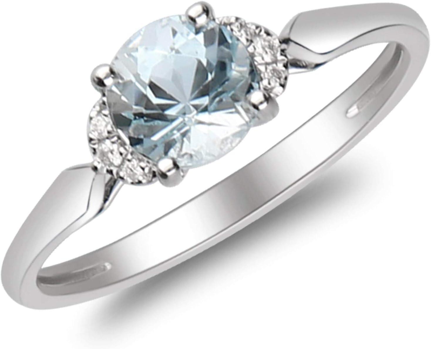 imageGin ampamp Grace 14K White Gold Genuine Aquamarine Ring with Diamonds for Women Holiday Gifts  Ethically Authentically ampamp Organically Sourced Roundcut shaped Aquamarine handcrafted jewelry for her 