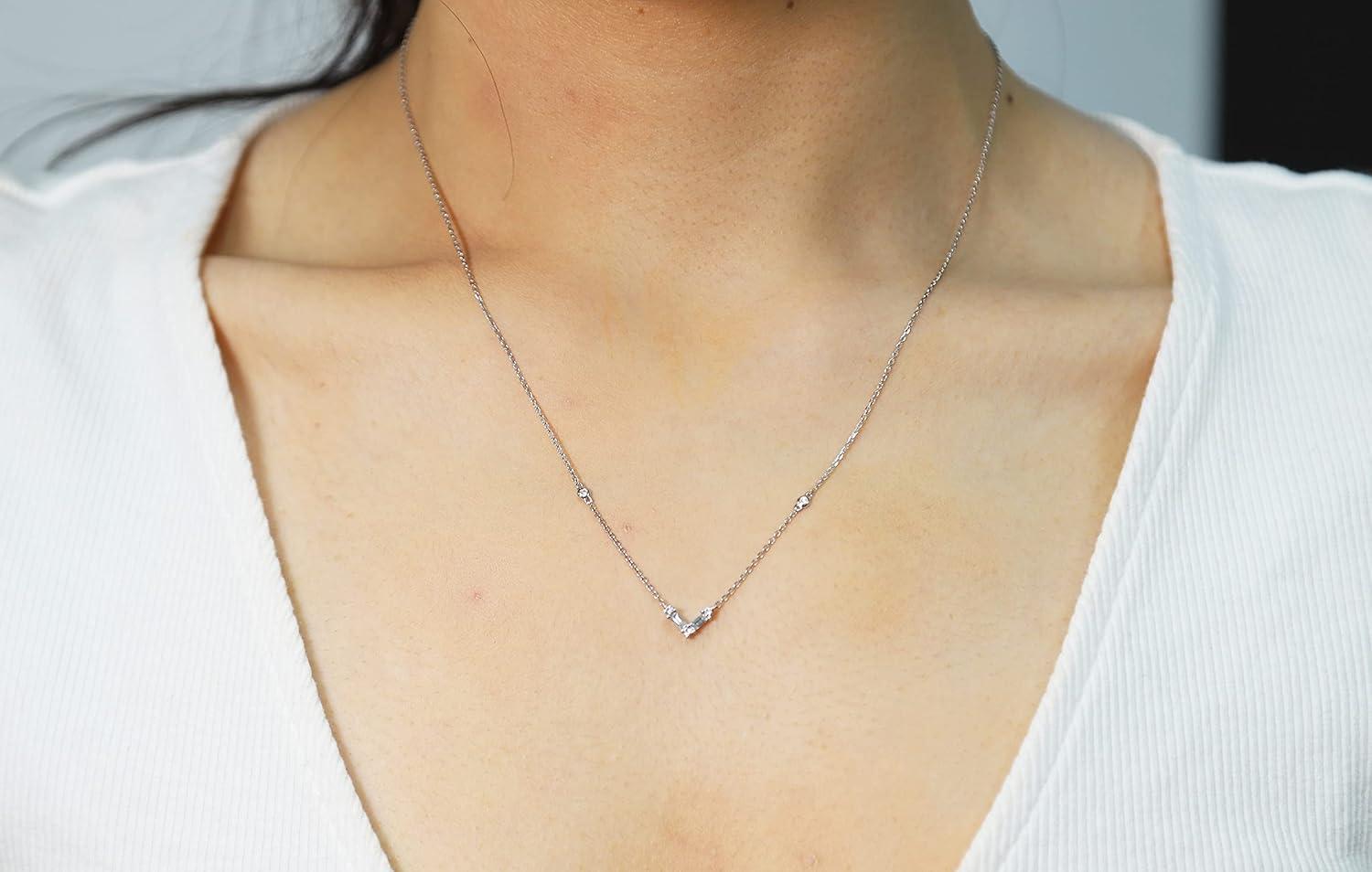 imageGin ampamp Grace 14K White Gold Natural White Diamond SI Necklace with Gold Chain for Women Holiday Gifts Jewelry Gifts