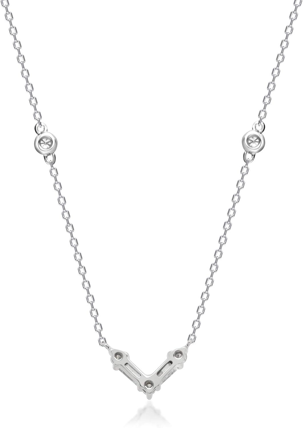 imageGin ampamp Grace 14K White Gold Natural White Diamond SI Necklace with Gold Chain for Women Holiday Gifts Jewelry Gifts