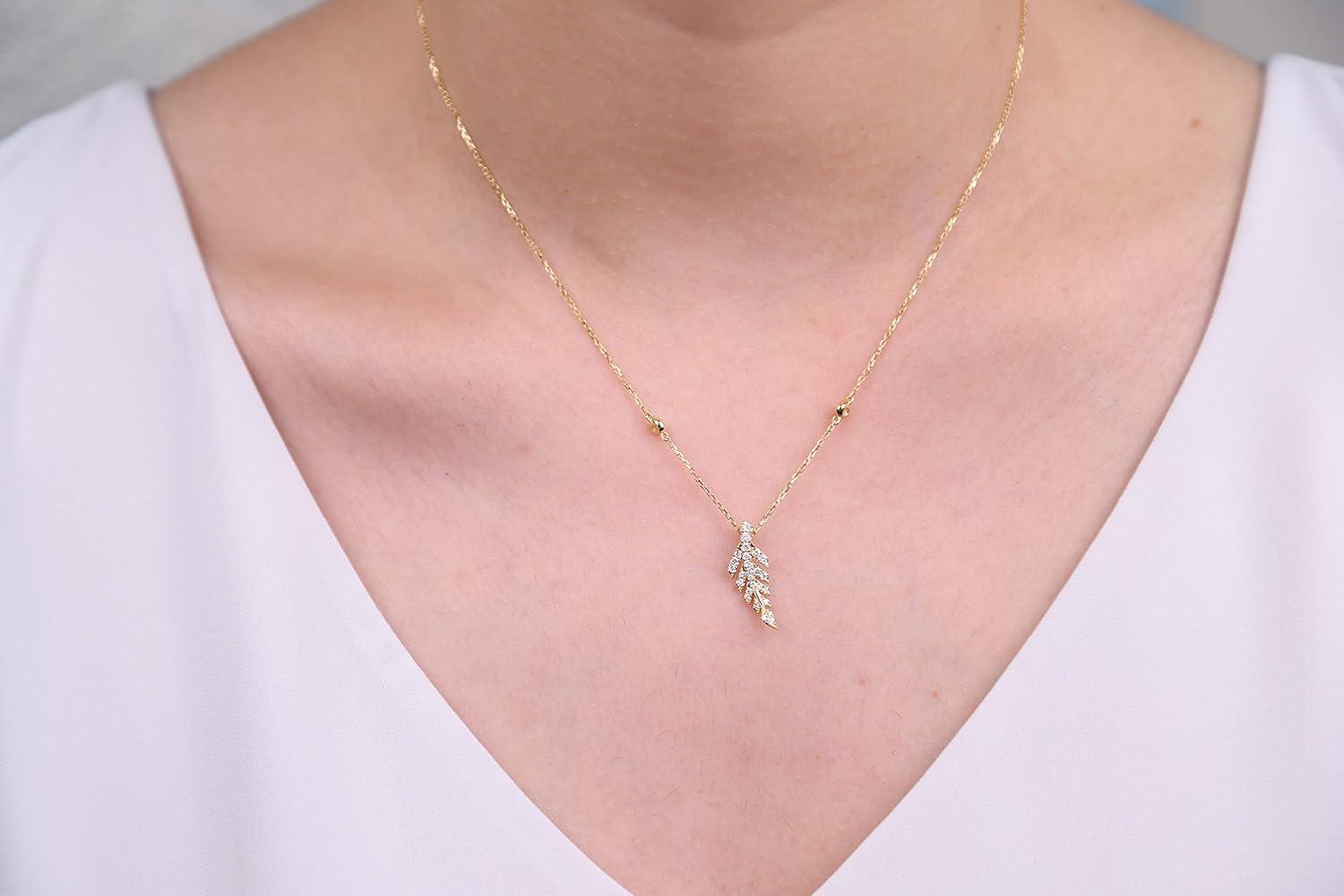 imageGin ampamp Grace 14K Yellow Gold Natural Diamond Pendant for Women Holiday Gifts  Ethically Authentically ampamp Organically Sourced Roundcut shaped Diamond handcrafted Jewelry Gifts For Her Holiday Season Gifts  Diamond Necklace for Women Holiday Gifts