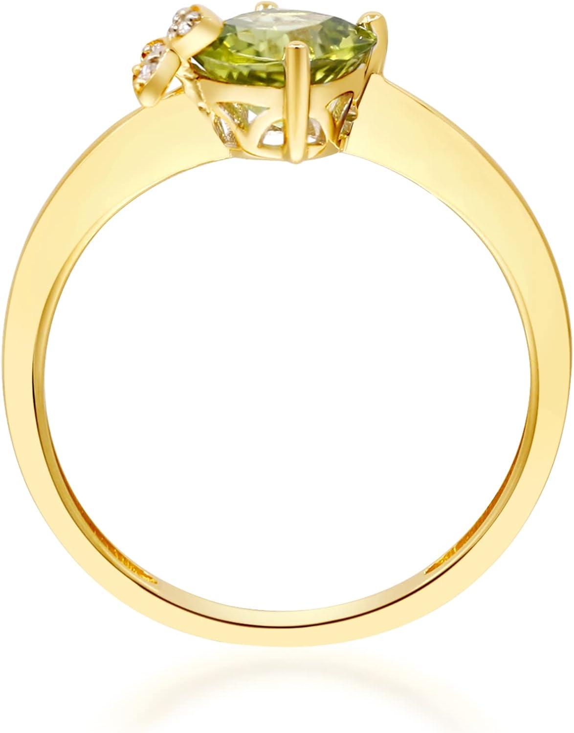 imageGin ampamp Grace 14K Yellow Gold With Genuine Peridot ampamp Natural Diamond I1 Ring for Women Holiday Gifts