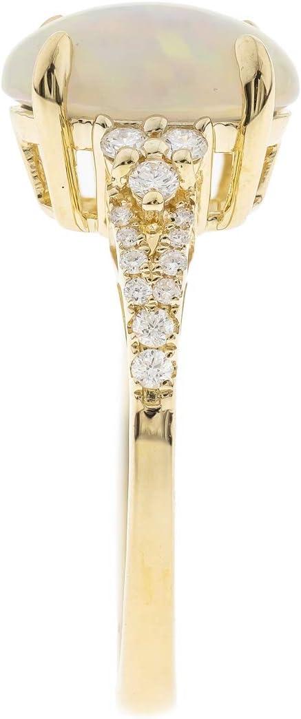imageGin and Grace 10K Yellow Gold Natural Ethiopian Opal Ring with Real Diamonds for women  Ethically authentically ampamp organically sourced Oval shaped opal handcrafted jewelry for her  Opal Ring for women