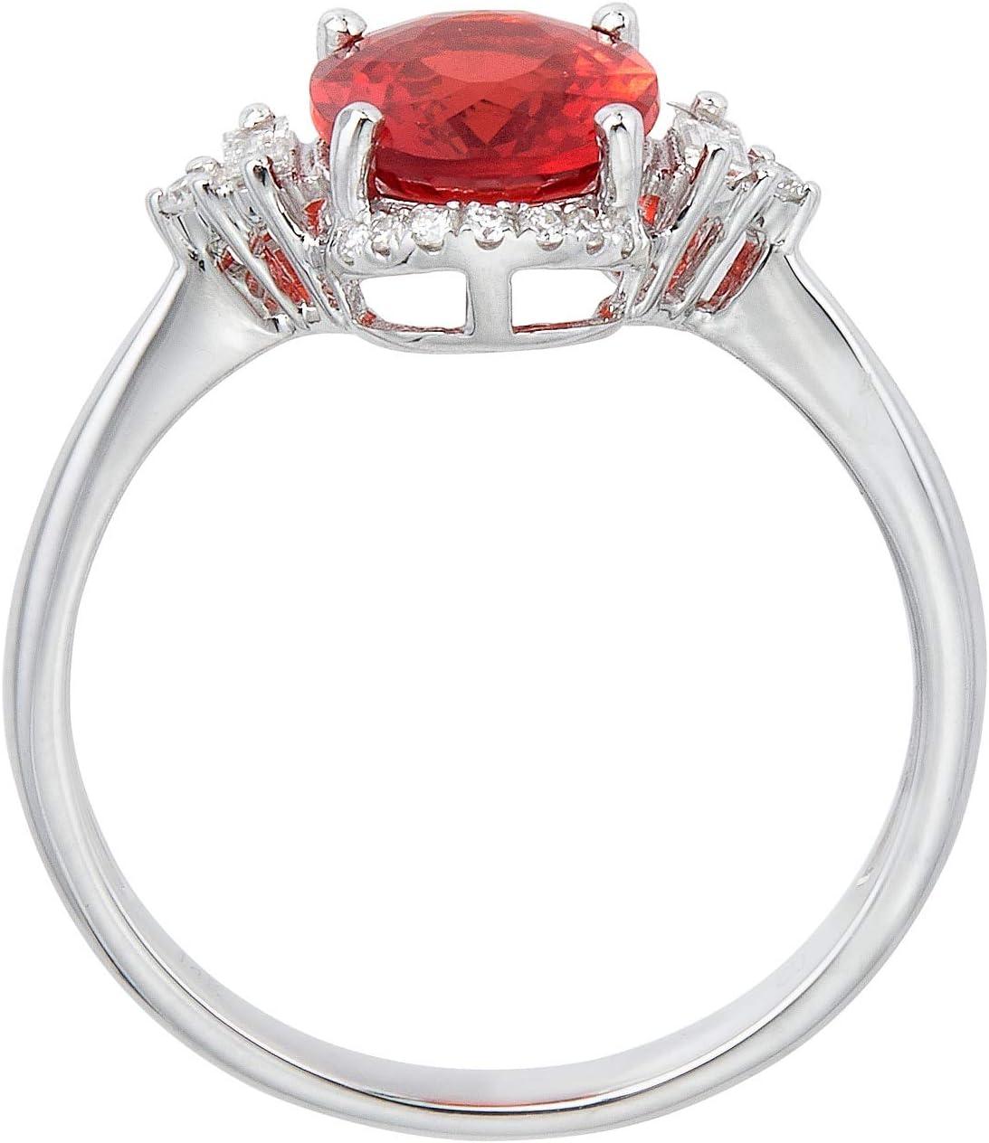 imageGin and Grace 14K White Gold Natural Mexican Fire Opal Ring with Diamonds for women  Ethically authentically ampamp organically sourced Ovalcut shaped opal handcrafted jewelry for her