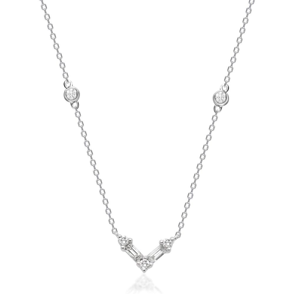 imageGin ampamp Grace 14K White Gold Natural White Diamond SI Necklace with Gold Chain for Women Holiday Gifts Jewelry Gifts