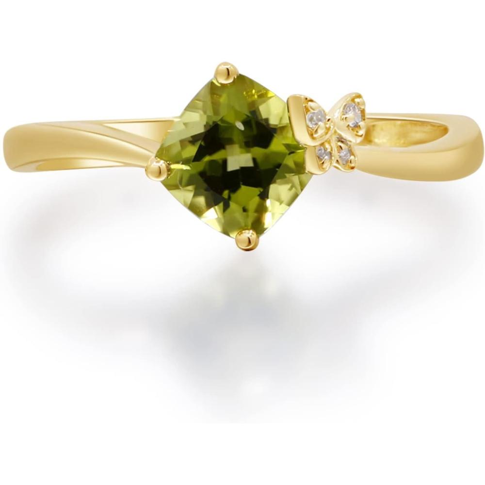 imageGin ampamp Grace 14K Yellow Gold With Genuine Peridot ampamp Natural Diamond I1 Ring for Women Holiday Gifts