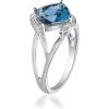 imageGin ampamp Grace 10K White Gold Genuine London Blue Topaz Ring with Diamonds for Women Holiday Gifts  Ethically Authentically ampamp Organically Sourced Cushioncut shaped London Blue Topaz handcrafted jewelry for her  London Blue Topaz Ring for Women Holiday Gifts