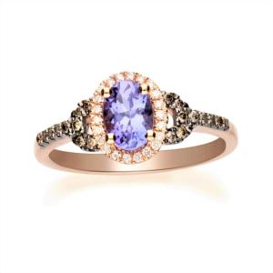 imageGin ampamp Grace 10K Rose Gold Genuine Tanzanite Diamond I1I2 Size 7 Propose Promise Ring for Women