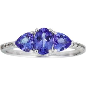 imageGin ampamp Grace 10K White Gold Genuine Tanzanite Ring with Diamonds for women  Ethically authentically ampamp organically sourced Ovalcut shaped Tanzanite handcrafted jewelry for her