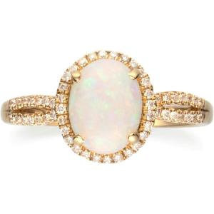 imageGin ampamp Grace 10K Yellow Gold Natural Opal Diamond I1I2 Propose Promise Ring Size 7 for Women