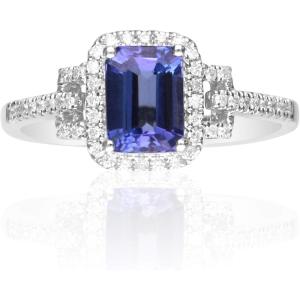 imageGin ampamp Grace 14K White Gold Genuine Tanzanite Ring with Diamonds for Women Holiday Gifts  Ethically Authentically ampamp Organically Sourced Emeraldcut shaped Tanzanite handcrafted jewelry for her  Tanzanite Ring for Women Holiday Gifts