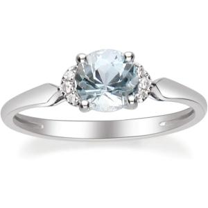 imageGin and Grace 14K White Gold Genuine Aquamarine Ring with Diamonds for women  Ethically authentically ampamp organically sourced Roundcut shaped Aquamarine her  Aquamarine Ring for women