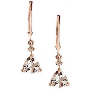 imageGin ampamp Grace 10K Rose Gold Genuine Morganite Diamond I1I2 Drop Earring for Women