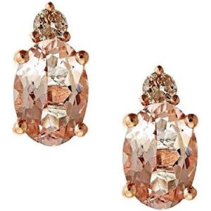 imageGin ampamp Grace 10K Rose Gold Genuine Morganite Oval With Natural Diamond I1 Stud Earring for Women