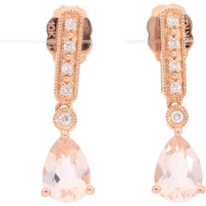 imageGin ampamp Grace 10K Rose Gold Genuine Morganite ampamp Natural Diamond I1I2 Long Stud Earring for Women
