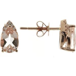 imageGin ampamp Grace 10K Rose Gold Natural Diamond I1I2 ampamp Morganite Stud Earring for Women