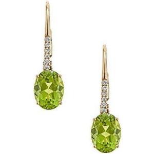 imageGin ampamp Grace 10K Yellow Gold Natural DiamondI1 Lever Back Drop Style Earring with Genuine Peridot Daily Work Wear Jewerly for Women Gifts for Her