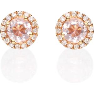 imageGin ampamp Grace 14K Rose Gold Genuine Morganite Diamond I1I2 Stud Earring for Women