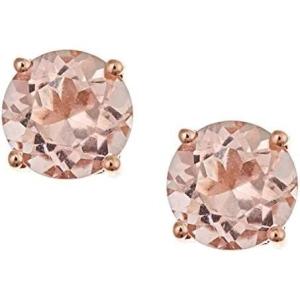 imageGin ampamp Grace 14K Rose Gold Genuine Morganite Earrings for women  Ethically authentically ampamp organically sourced Round shaped Morganite handcrafted jewelry for her