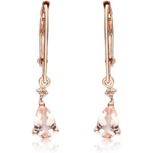imageGin ampamp Grace 14K Rose Gold Natural Morganite Diamond I1I2 Earring for Women