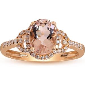 imageGin and Grace 14K Rose Gold Genuine Morganite Ring with Diamonds for women  Ethically authentically ampamp organically sourced Ovalcut shaped Morganite handcrafted jewelry for her  Morganite Ring for women