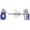 imageGin ampamp Grace 10K White Gold Genuine Blue Sapphire ampamp Natural Diamond I1I2 Stud Earring for Women