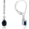 imageGin ampamp Grace 10K White Gold Genuine Blue Sapphire with Diamond I1I2 Lever Back Drop Style Earring for Women