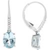 imageGin ampamp Grace 14K White Gold Genuine Aquamarine ampamp Natural Diamond I1I2 Lever Back Drop Style Earring for Women