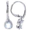 imageGin ampamp Grace 14K White Gold Natural Diamond I1I2 ampamp Pear Cut Aquamarine LeverBack Dangle Earring for Women
