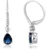 imageGin ampamp Grace womens 14K White Gold Genuine Blue Sapphire Earrings With Diamonds  Ethically Authentically ampamp Organically Sourced PearCut Shaped HandCrafted Jewelry  Sapphire Earrings TW2807EBS