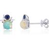 imageGin and Grace 10K White Gold Ethiopian Opal Blue Sapphire Diamond Earring for Women Holiday Gifts  Ethically Authentically ampamp Organically Sourced handcrafted jewelry for her