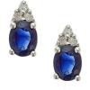 imageGin ampamp Grace 10K White Gold Genuine Blue Sapphire ampamp Natural Diamond I1I2 Stud Earring for Women