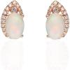 imageGin ampamp Grace 14K Rose Gold Natural Opal Diamond SI1 Stud Earrings for Women