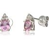 imageGin ampamp Grace 14K White Gold Genuine Pink Sapphire ampamp Natural Diamond I1I2 Stud Earring for Women