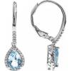 imageGin ampamp Grace 14K White Gold Natural Diamond I1I2 ampamp Pear Cut Aquamarine LeverBack Dangle Earring for Women