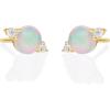 imageGin ampamp Grace Womens 10K Yellow Gold Natural Ethiopian Opal Earrings With Diamonds Round Shaped Stud Earrings GJ18793EEO