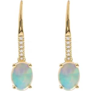 imageGin ampamp Grace 10K Rose Gold Natural Australian Opal earrings with Diamonds for women  Ethically authentically ampamp organically sourced Ovalcut shaped opal handcrafted jewelry for her  Opal Earrings for women