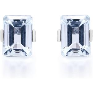 imageGin ampamp Grace 10K White Gold Genuine Aquamarine Earrings for Women Holiday Gifts  Ethically Authentically ampamp Organically Sourced Emeraldcut shaped Stud Aquamarine handcrafted jewelry for her