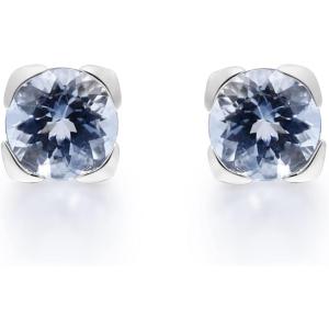 imageGin ampamp Grace 10K White Gold Genuine Aquamarine Earrings for women  Ethically authentically ampamp organically sourced Roundcut shaped Aquamarine handcrafted jewelry for her
