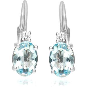 imageGin ampamp Grace 10K White Gold Natural Diamond I1I2 ampamp Genuine Aquamarine Lever Back Earring for Women
