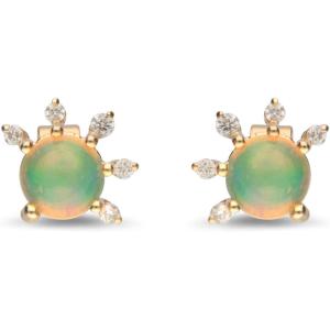 imageGin ampamp Grace 10K Yellow Gold Natural Ethiopian Opal Diamond Earring for Women Holiday Gifts  Ethically Authentically ampamp Organically Sourced opal handcrafted jewelry for her  Opal Earrings for Women Holiday Gifts