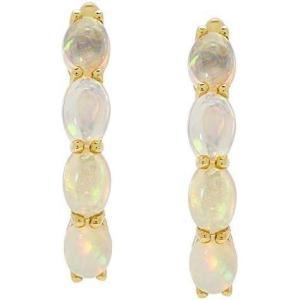 imageGin ampamp Grace 10K Yellow Gold Natural Opal Hoop Earring for Women