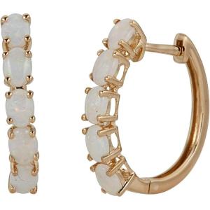 imageGin ampamp Grace 10K Yellow Gold Natural Opal Huggie Hoop Earring for Women
