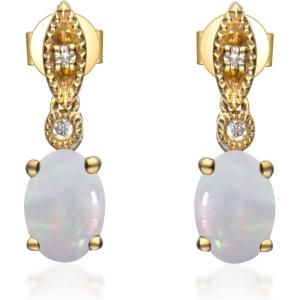 imageGin ampamp Grace 10K Yellow Gold Natural Opal ampamp Diamond I1I2 Stud Earring for Women
