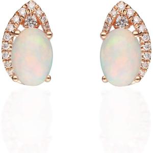 imageGin ampamp Grace 14K Rose Gold Natural Opal Diamond SI1 Stud Earrings for Women
