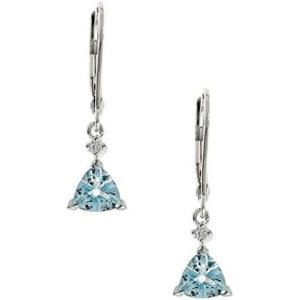 imageGin ampamp Grace 14K White Gold Natural DiamondI1 LeverBack Earring with Genuine Aquamarine Daily Work Wear Jewerly for Women Gifts for Her