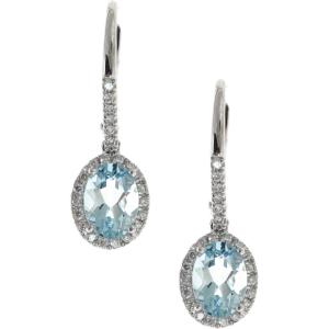 imageGin ampamp Grace 14k White Gold Genuine Aquamarine Diamond SI1 Drop Earring for Women