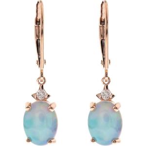imageGin ampamp Grace womens 14K Natural Ethiopian Opal Earrings With Diamonds  Ethically Authentically ampamp Organically Sourced Oval Shaped Opal HandCrafted Jewelry  Opal Earrings QA0745EEO Rose Gold