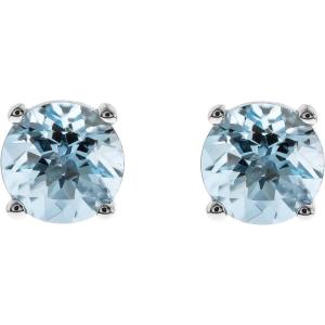 imageGin ampamp Grace womens 14K White Gold Genuine Aquamarine Earrings With Diamonds  Ethically Authentically ampamp Organically Sourced RoundCut Shaped Stud Aquamarine HandCrafted Jewelry RD50EAQ