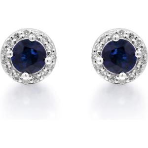 imageGin ampamp Grace womens 14K White Gold Genuine Blue Sapphire Earrings With Diamonds  Ethically Authentically ampamp Organically Sourced RoundCut Shaped Sapphire HandCrafted Jewelry QA0869EBS